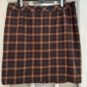 Chadwick’s of Boston | Brown Tartan Plaid Wool Blend Pencil Skirt Plus Size 18